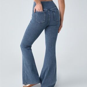 HALARA Blue Flare Wide Leg Jeans with Stretch